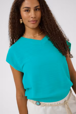 Visa stickad topp turkos