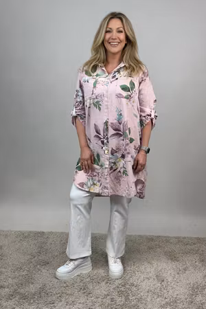 Milou långskjorta rosa blommig