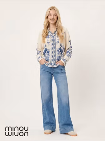 Waterloo skjortblus vit/marin