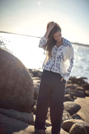 Waterloo skjortblus vit/marin