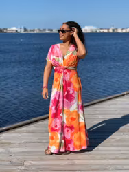 Sigrid klänning orange/rosa