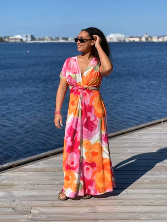 Sigrid klänning orange/rosa