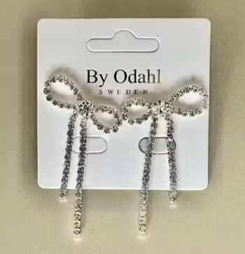Örhänge strass rosett silver