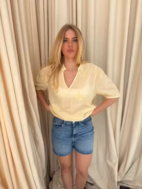 Emma kortärmad blus gul