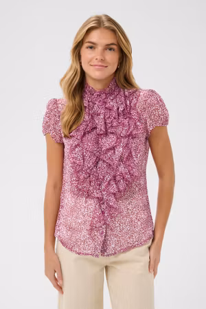 Lilja kråsblus kortärmad raspberry rose