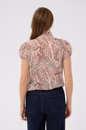 Lilja kråsblus kortärmad dusty pink artsy