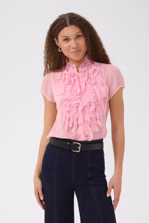 Lilja kråsblus kortärmad pink