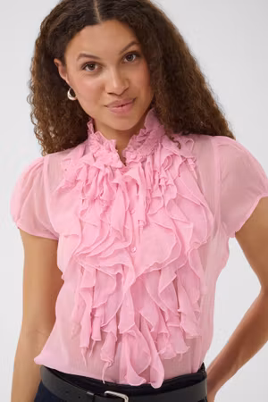 Lilja kråsblus kortärmad pink