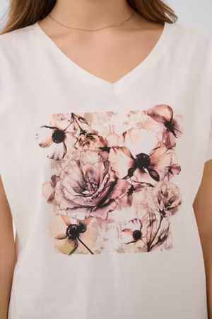 Ying t-shirt beige flower
