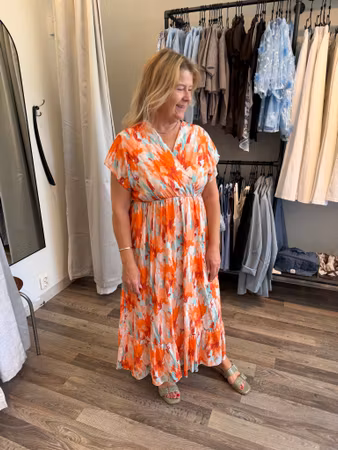 Lizette klänning batik orange/turkos
