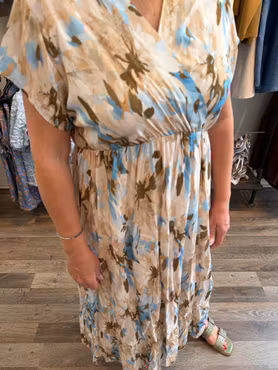 Lizette klänning batik blå/sand