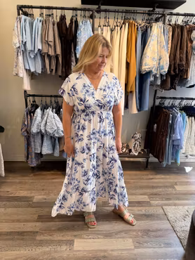 Lizette klänning blommig blå/vit