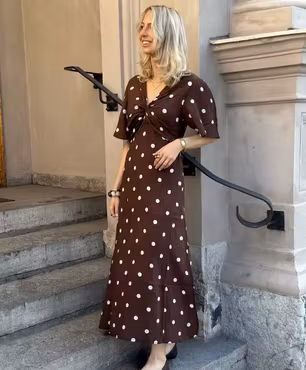 Kate klänning prickig brun