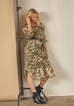 Lotta skjortklänning khaki flow