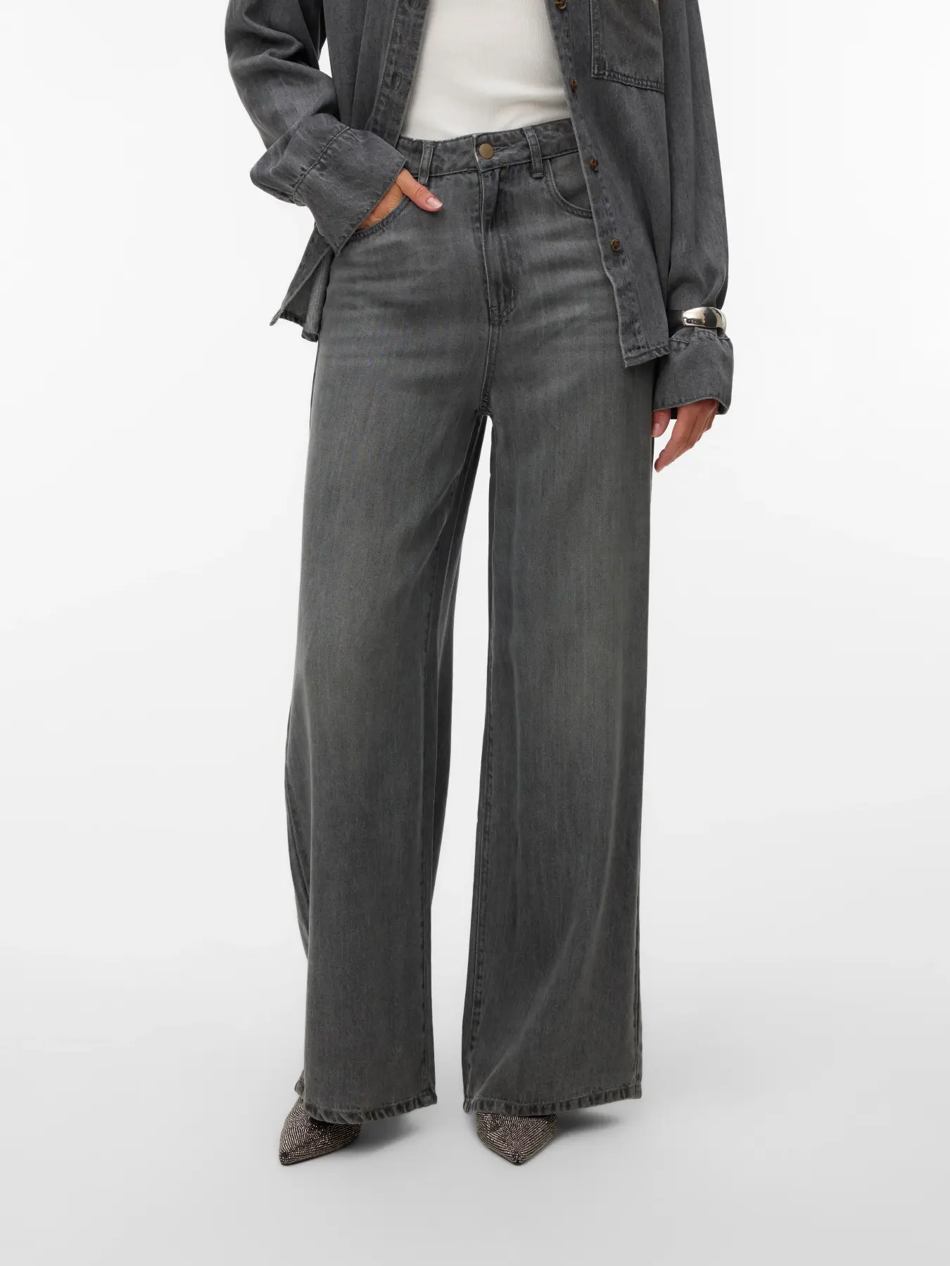 Elina wide jeans grå