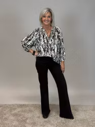 Fatima blus svart/vit/brun