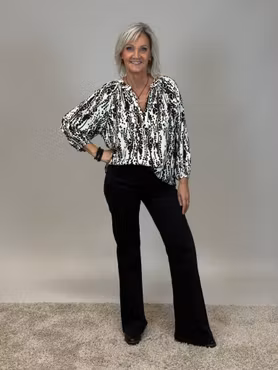 Fatima blus svart/vit/brun