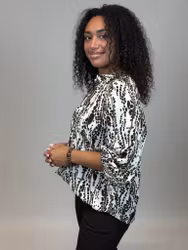 Fatima blus svart/vit/brun