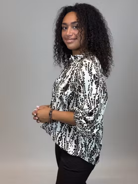 Fatima blus svart/vit/brun