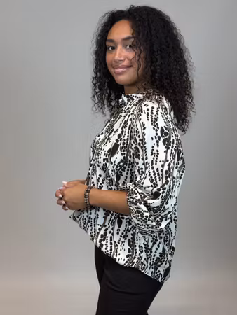 Fatima blus svart/vit/brun