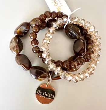 Armband kulor 3-set brun