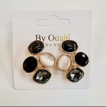 Örhänge crystal mix svart/beige