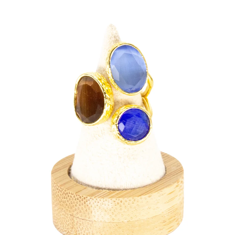 Tripple omikron ring jeans guld