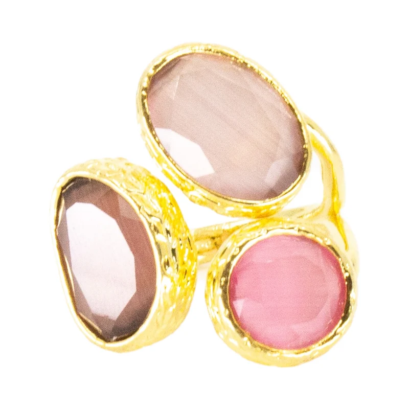 Tripple omikron ring rosa guld