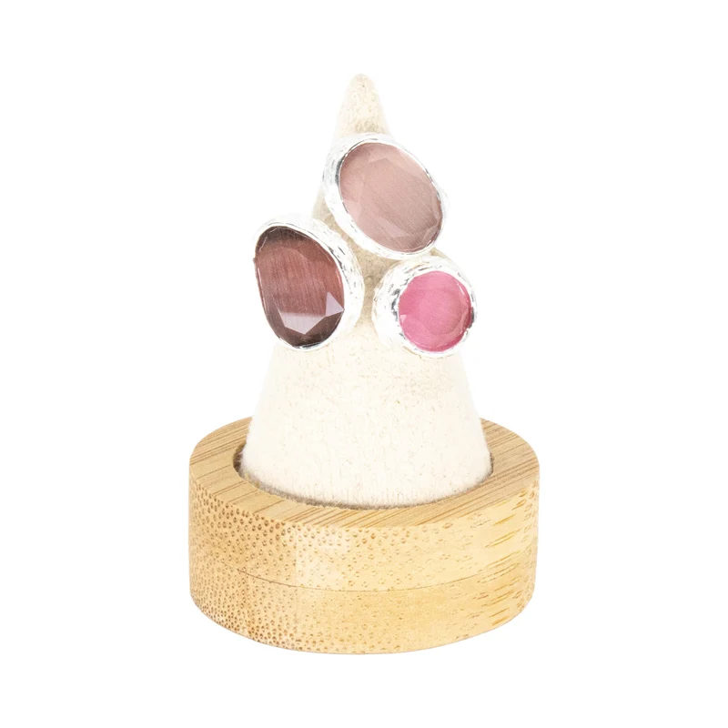 Tripple omikron ring rosa silver