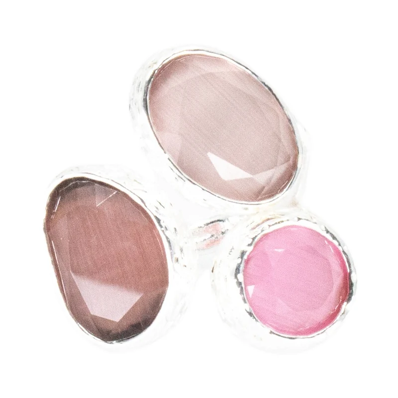 Tripple omikron ring rosa silver