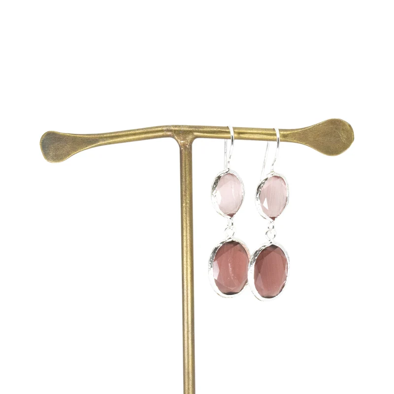 Dubbel thea örhänge rosa silver