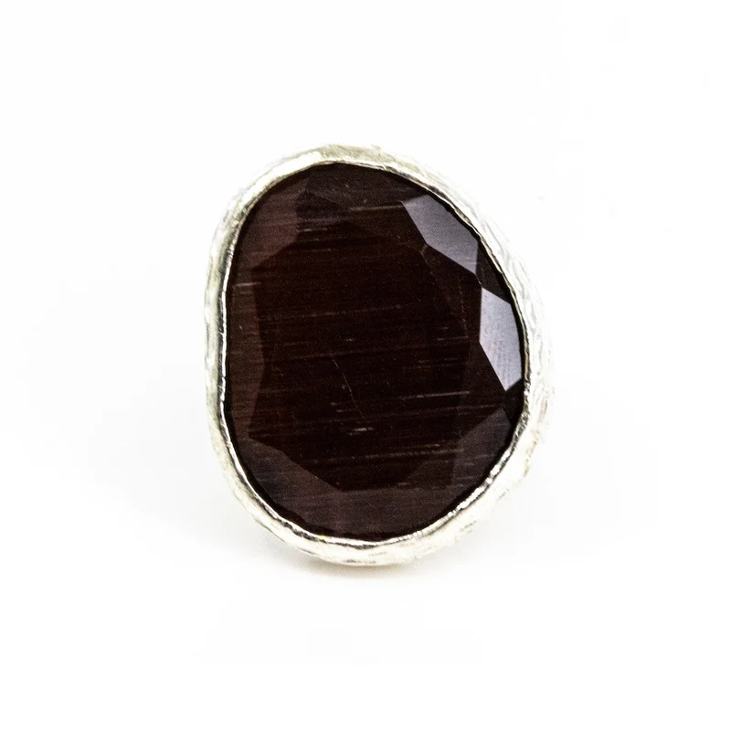 Imikron big ring vinröd silver
