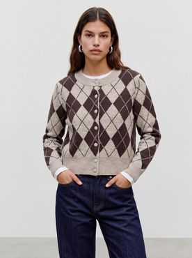 Halo argyle cardigan brun
