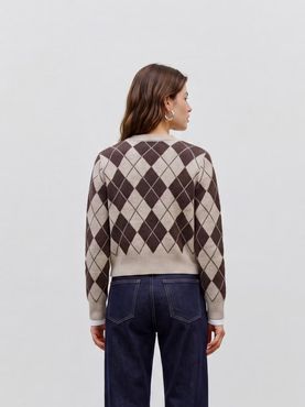 Halo argyle cardigan brun