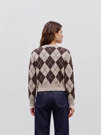 Halo argyle cardigan brun