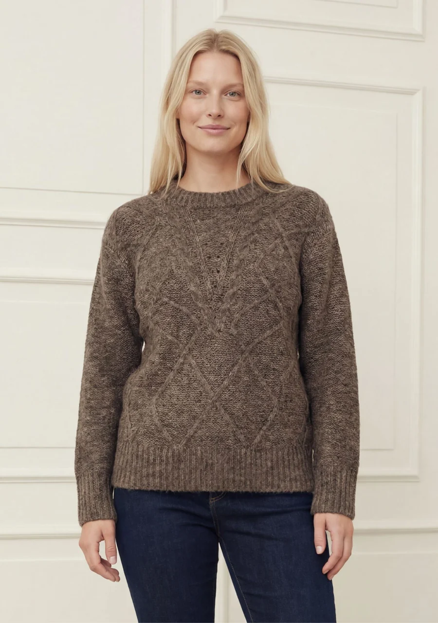 Anna långärmad stickad taupe melange