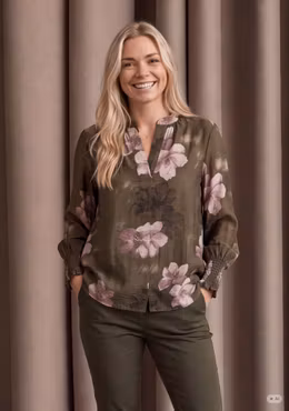 Ane blus khaki flower