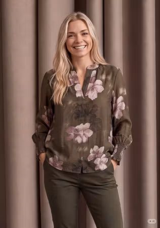 Ane blus khaki flower