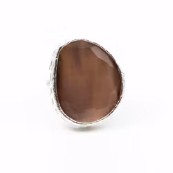 Omikron big ring brun silver