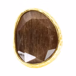 Omikron big ring brun guld