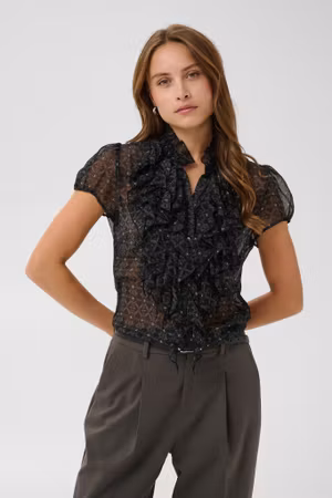Lilja kråsblus kortärmad black diamond