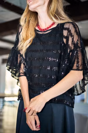 Lilliana paljettblus svart