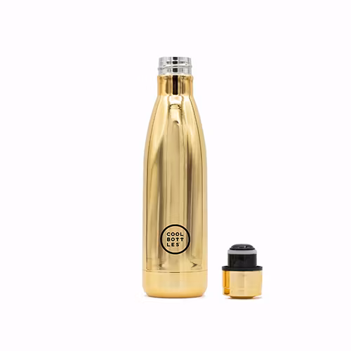 Termosflaska i Guld Chrome stående med lock av