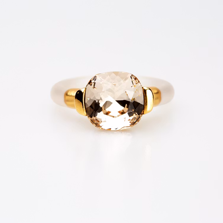 Square Pure Crystal Silver Ring