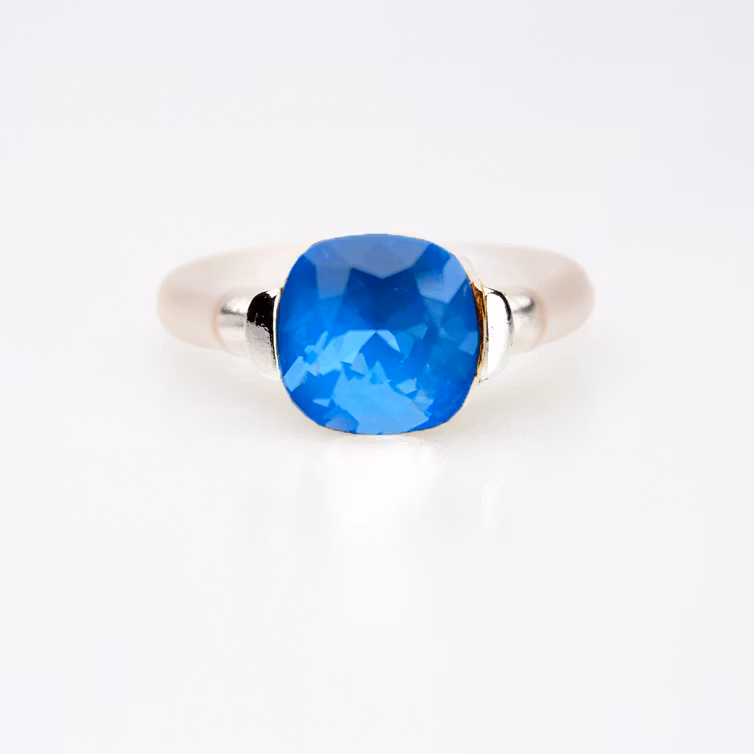 Square Pure Crystal Silver Ring