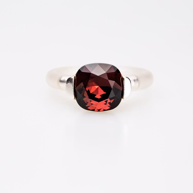 Square Pure Crystal Silver Ring