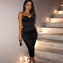 SATIN DRESS BLACK