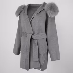 VALENTINA COAT GREY FAKE FUR