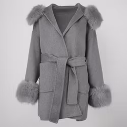 ANGELINA COAT GREY FAKE FUR