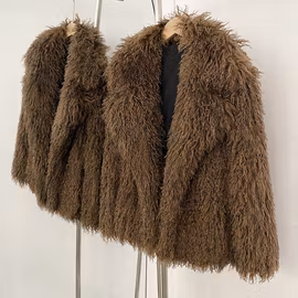 MILLIE SHEARLING FAKE FUR COAT COFFE